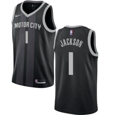 Nike Detroit Pistons #1 Reggie Jackson Black NBA Swingman City Edition 201819 Jersey Men's